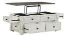 Havalance - White / Gray - Lift Top Cocktail Table with Storage Drawers - Simple Home Plus