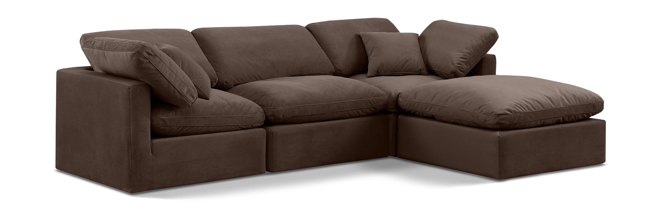Indulge - Velvet 4 Piece Modular Sectional With Chaise - Simple Home Plus