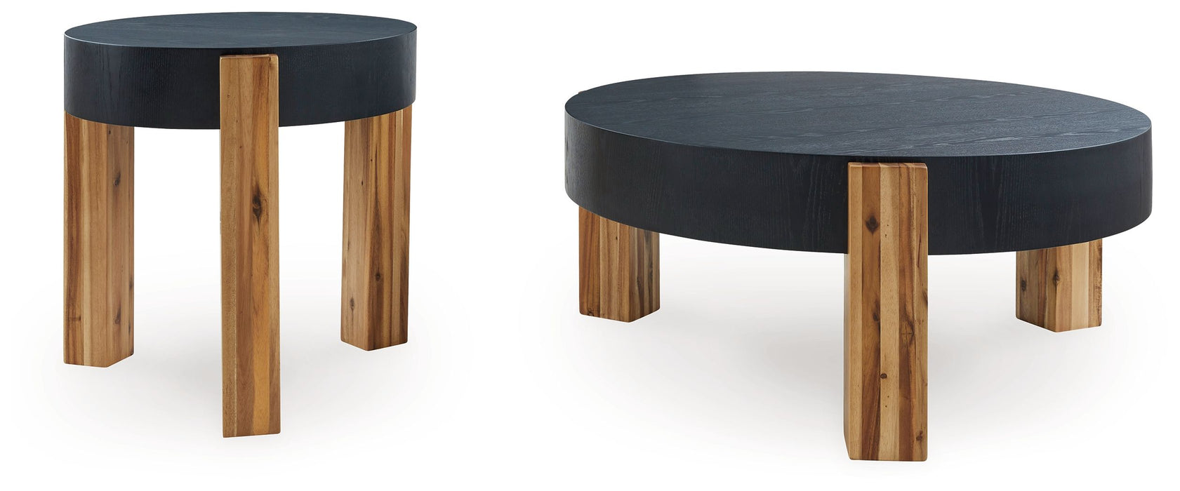 Breenmore - Black / Natural - Occasional Table Set (Set of 2) - Simple Home Plus