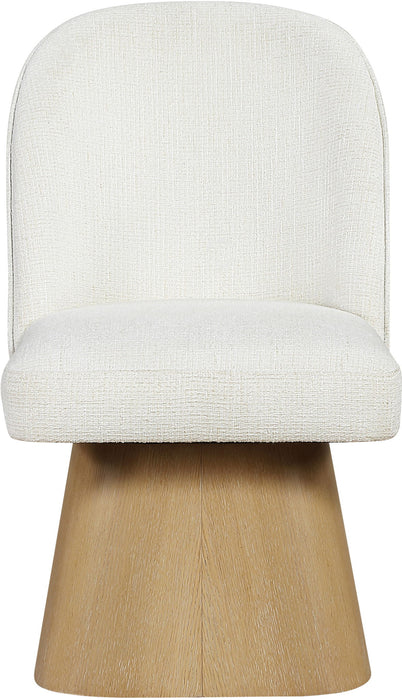 Marlowe - Linen Textured Fabric Upholstered Swivel Dining Side Chair - Stained Natural - Simple Home Plus