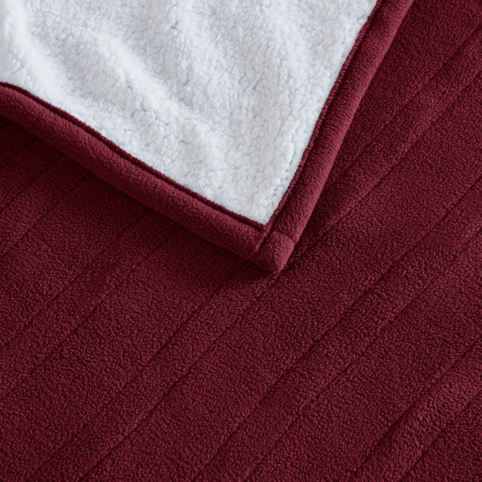 Fleece to Sherpa - Twin Heated Blanket - Burgundy