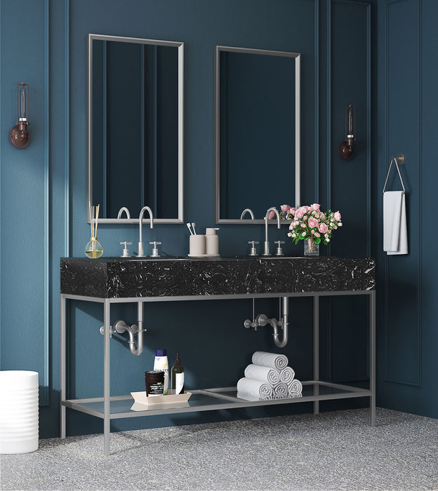 Marmo - Engineered Marble Bathroom Vanity With Chrome Base - Simple Home Plus