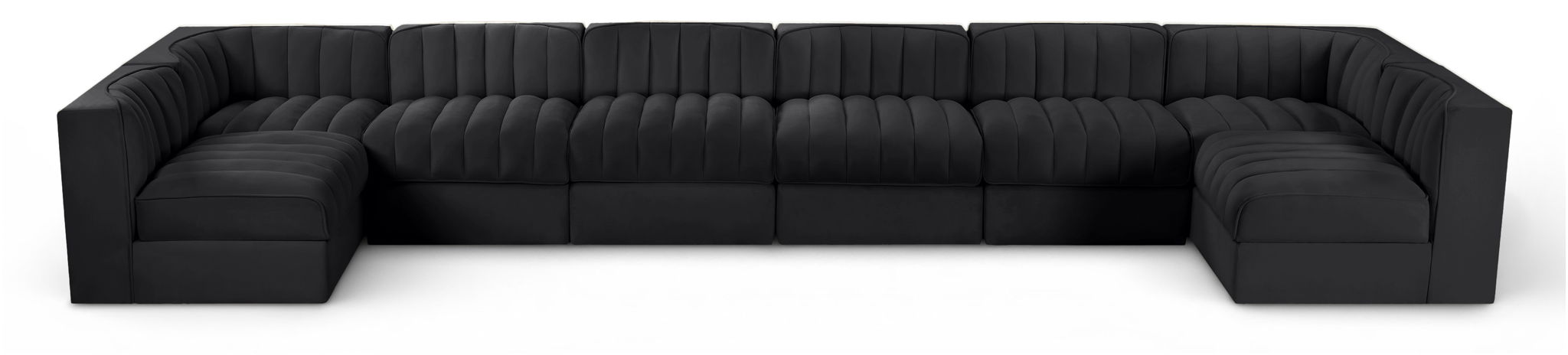 Rummi - Velvet Performance Fabric Upholstered 8 Piece Modular Sectional (With 2 Corner Chairs) - Simple Home Plus