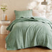 Mina - Twin/Twin Long Waffle Weave Textured Quilt Set - Green - Simple Home Plus