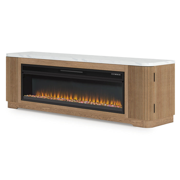Camdill - 80" TV Stand With Electric Fireplace - Light Brown - Simple Home Plus