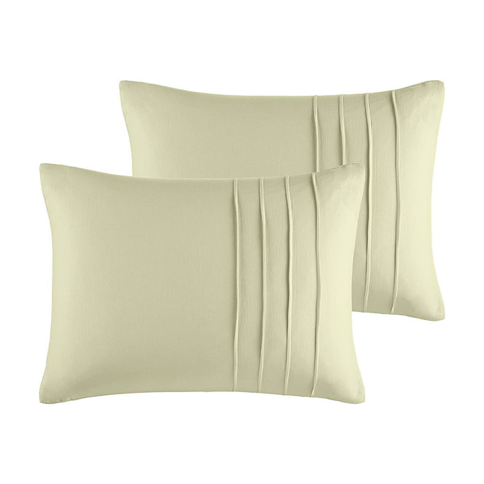 Porter - Full Soft Washed Pleated Duvet Cover Set - Sage - Simple Home Plus
