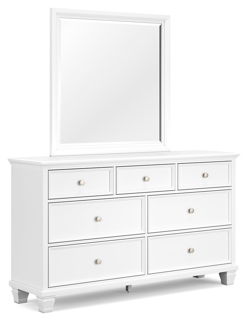 white simple dresser Ashley Fortman Dresser and Mirror in White