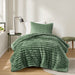 Avril - Twin/Twin Long Fluffy Ribbed Plush Comforter Set - Green - Simple Home Plus