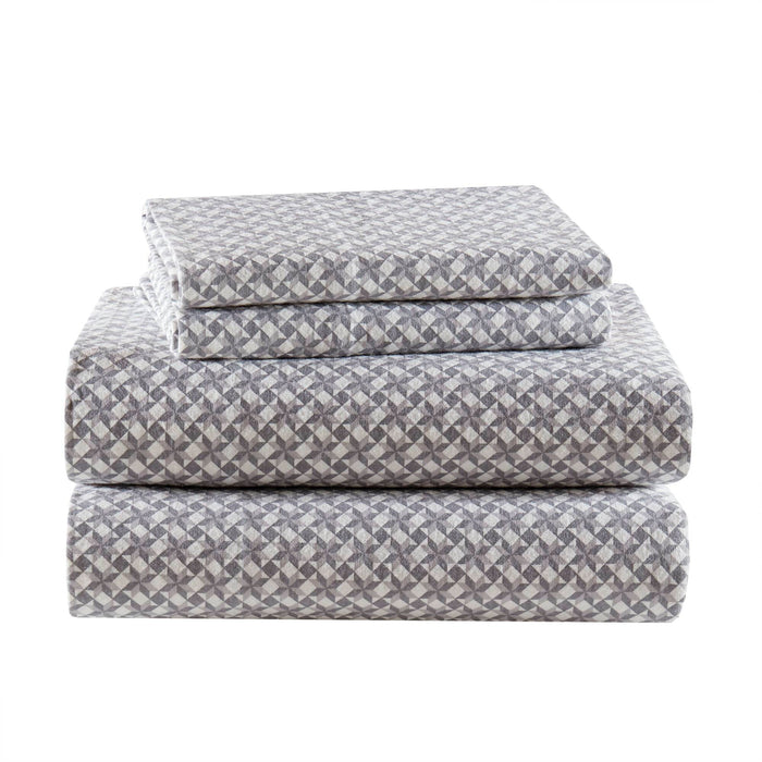 Cozy Cotton Flannel - Full Printed Sheet Set - Snowflake - Simple Home Plus