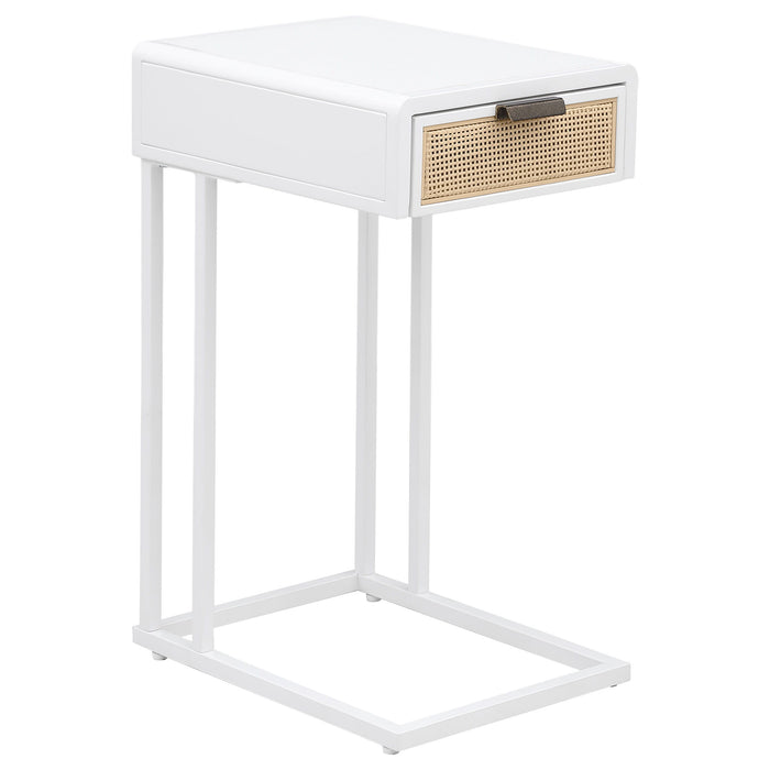 Amherst - 1-Drawer Radio Weave Cane Metal Side Table - Simple Home Plus