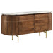 Ortega - 4 Door Marble Top Sideboard Buffet Cabinet - Natural - Simple Home Plus