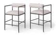 Axis - Linen Textured Beige Fabric Upholstered Counter Stool (Set of 2) - Simple Home Plus