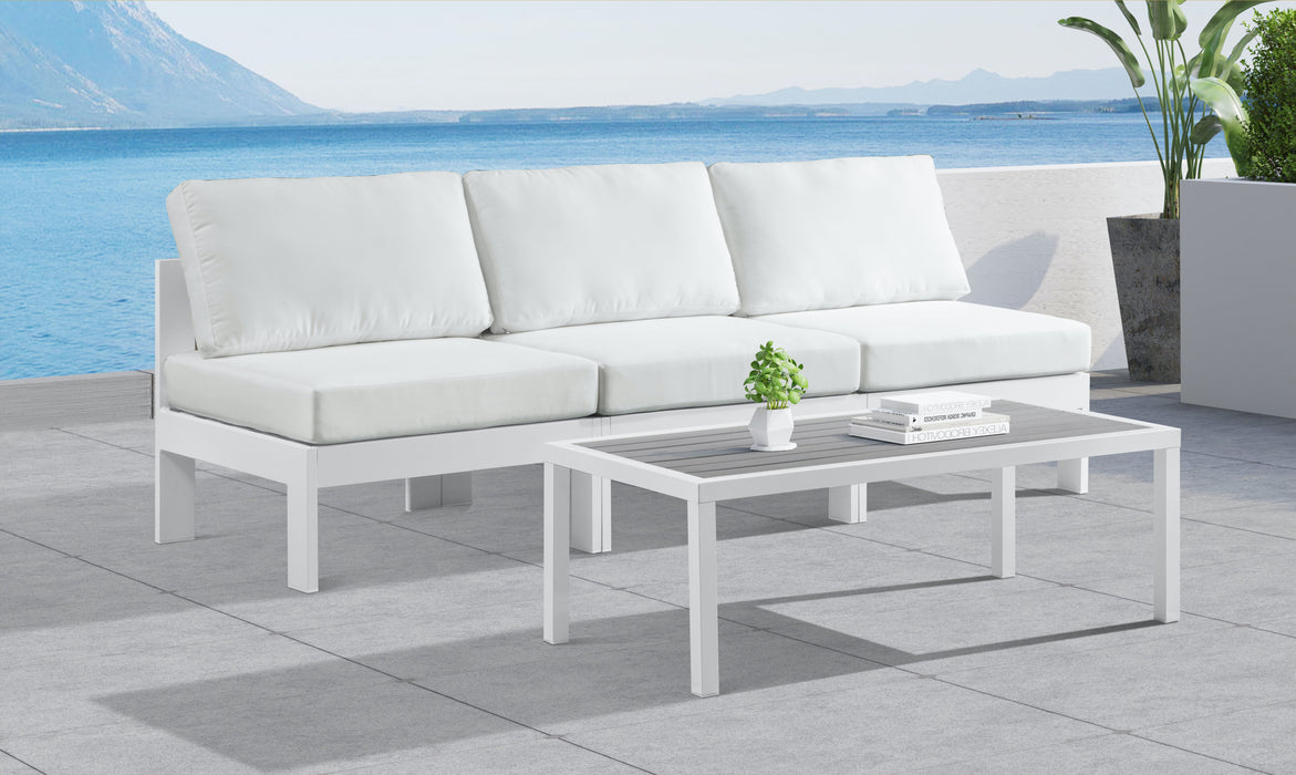 Nizuc - Outdoor Patio 3 Seat Armless Modular Sofa With White Frame - Simple Home Plus