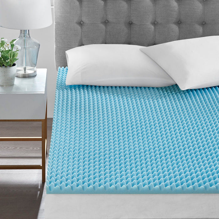 King Gel Memory Foam All Season Reversible Hypoallergenic Cooling Mattress Topper - Blue - Simple Home Plus