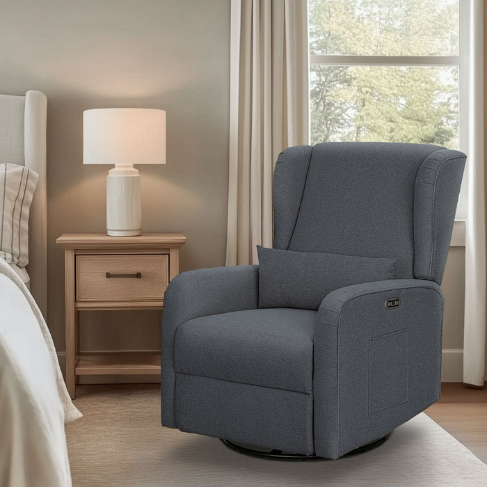 Candace - Power Recliner 3-in-1 With Swivel, Glider, USB Ports - Gray - Simple Home Plus