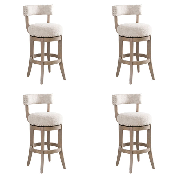 Mystic - Solid Wood Upholstered 30" Bar Height Swivel Barstool - Simple Home Plus