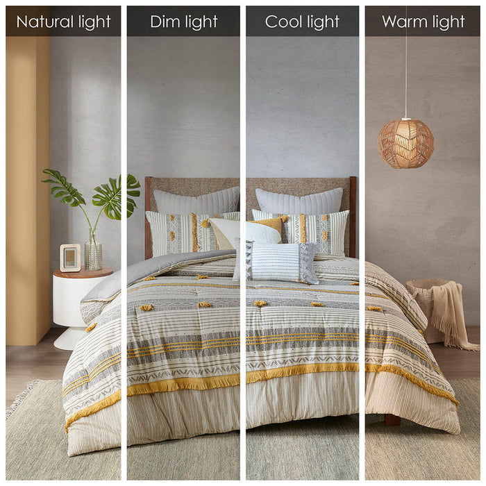 Cody - 3 Piece Comforter Set - Gray / Yellow - Simple Home Plus