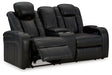 Caveman Den - Midnight - Power Reclining Loveseat with Console/ Adj Hdrst - Simple Home Plus