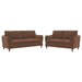 Selma - 2 Piece Velvet Upholstered Crescent Arm Sofa Set - Rust - Simple Home Plus