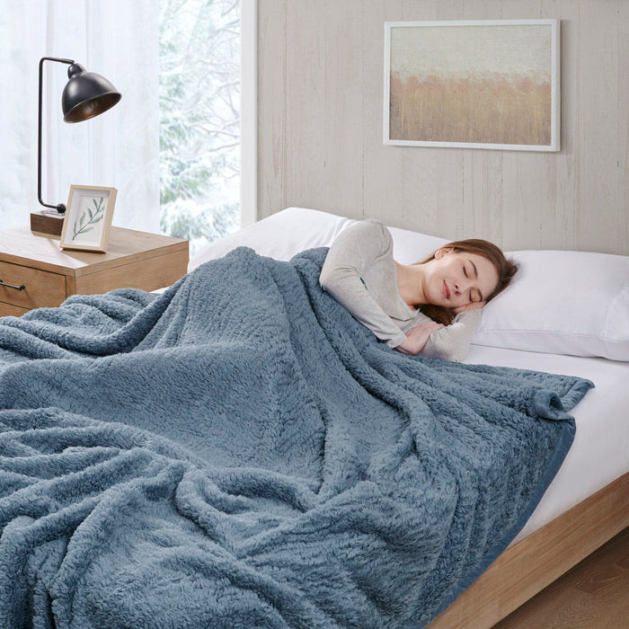 Burlington - King Berber Blanket - Blue - Simple Home Plus