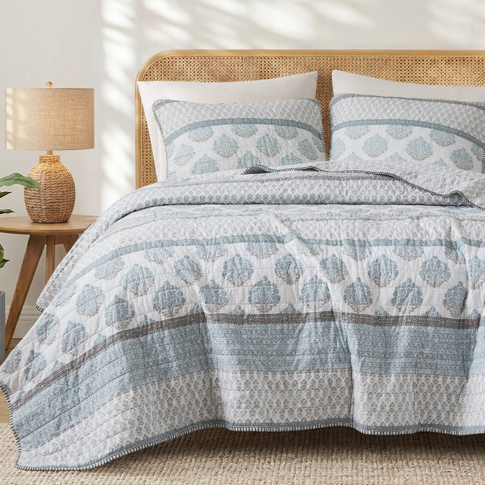 Surya - 3 Piece Full Quilt Set - Aqua
