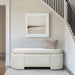 Leslie - Full y Upholstered Oval Storage Bench With Soft-Close Lid - Ivory - Simple Home Plus