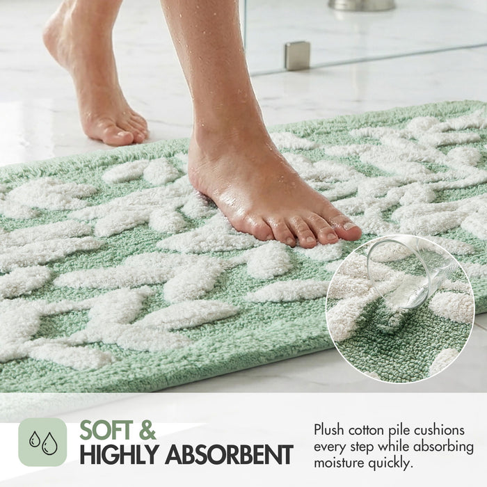 Serene - 34" x 21" Cotton Tufted Bath Rug - Sage Green