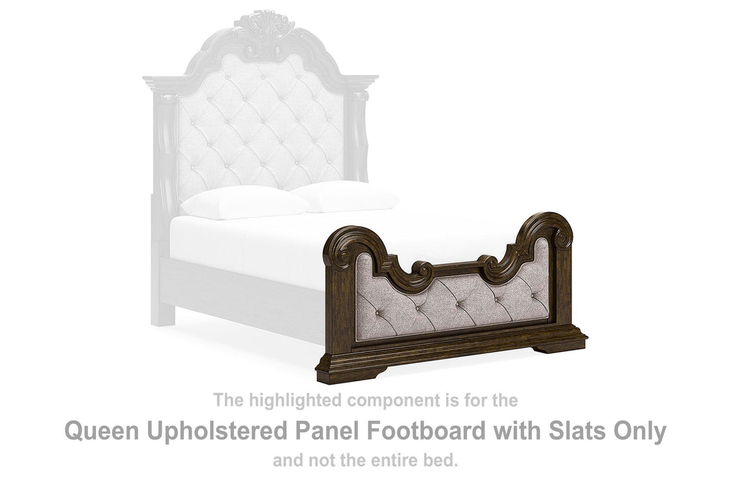 Maylee - Queen Upholstered Panel Footboard With Slats - Dark Brown - Simple Home Plus