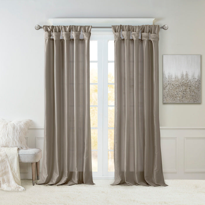 Emilia - 108" Twist Tab Lined Window Curtain - Pewter - Simple Home Plus
