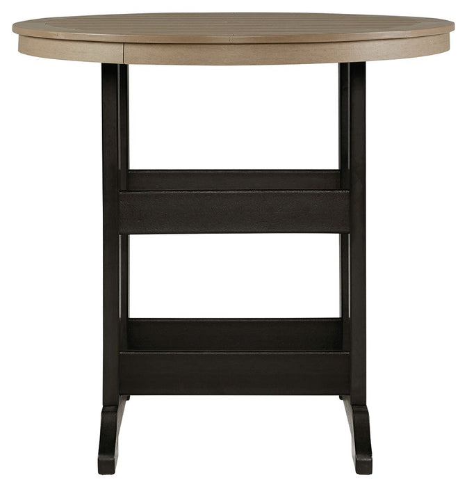Fairen Trail - Black / Driftwood - Round Bar Table w/Umb OPT - Simple Home Plus