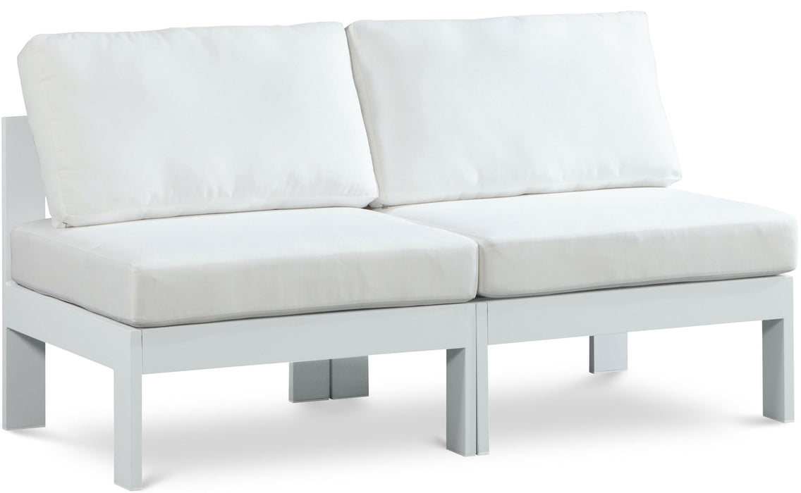 Nizuc - Outdoor Patio 2 Seat Armless Modular Sofa With White Frame - Simple Home Plus
