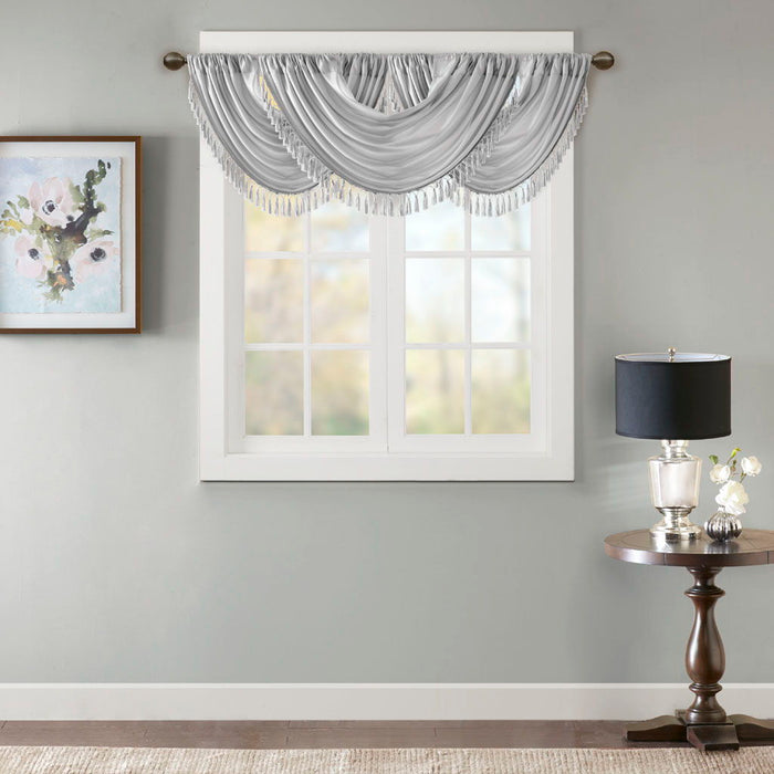 Elena - Waterfall Embellished Valance - Silver - Simple Home Plus