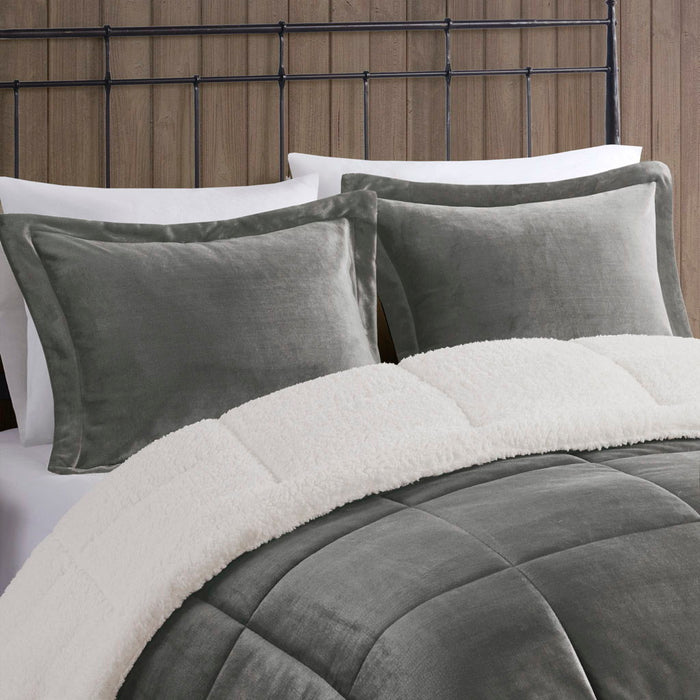 Alton - King Down Alternative Comforter Set - Charcoal / Ivory - Simple Home Plus