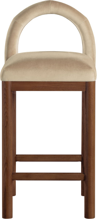 Conrad - Velvet Counter Stool With Brown Legs - Simple Home Plus