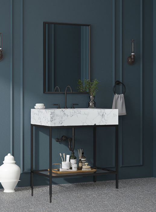 Marmo - Engineered Marble Bathroom Vanity With Black Base - Simple Home Plus