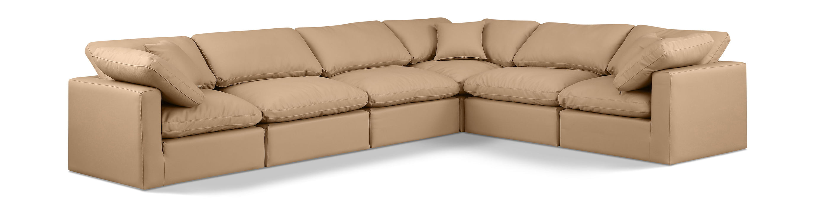 Indulge - Faux Leather 6 Piece Modular Corner Sectional - Tan - Simple Home Plus