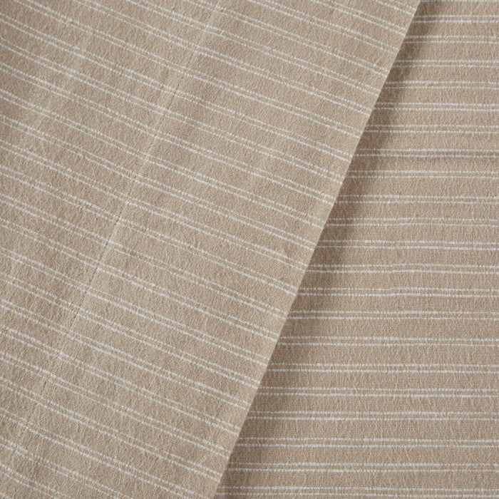 Oversized Cotton Flannel - 4 Piece Queen Sheet Set - Beige / White Stripes - Simple Home Plus