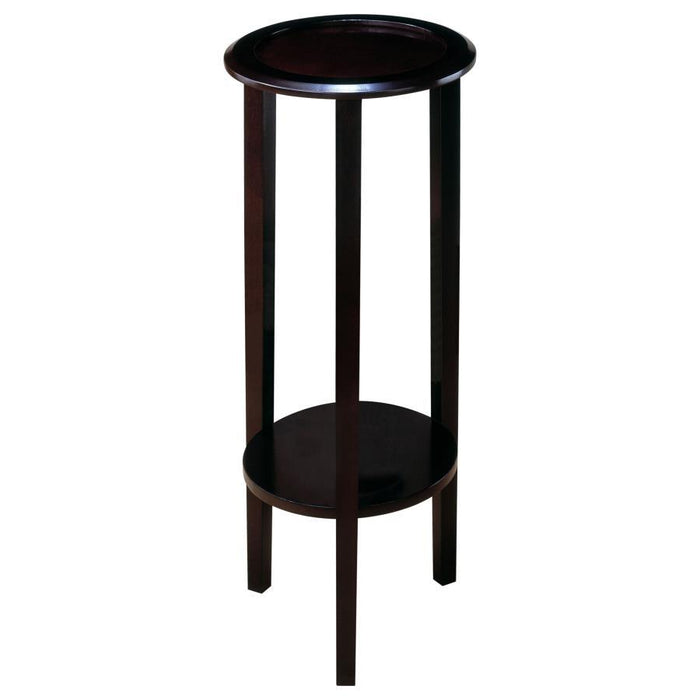 Kirk - 1-Shelf Round Wood Plant Stand Side Table - Espresso - Simple Home Plus