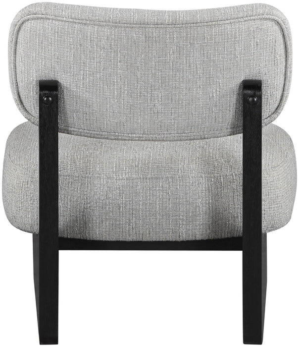 Vetra - Linen Textured Fabric Upholstered Accent Chair With Black Base - Simple Home Plus