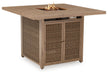 Walton Bridge - 5 Pc. - Square Bar Table W/Fire Pit, 4 Barstools - Driftwood - Simple Home Plus