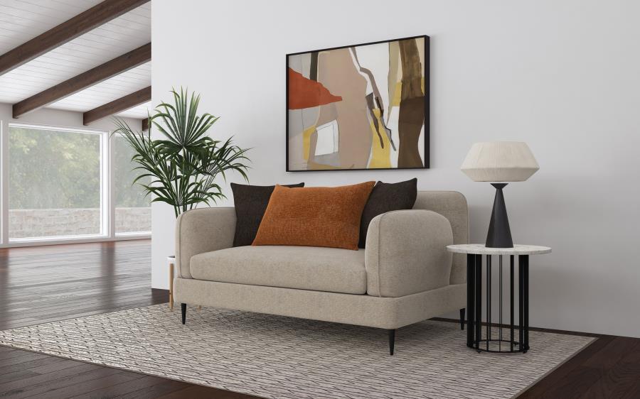 Jade - Chenille Upholstered Modern Track Arm Loveseat - Simple Home Plus