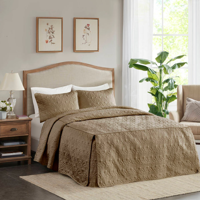 Quebec - King Fitted Bedspread (Set of 3) - Neutral - Simple Home Plus