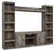 Wynnlow - Gray - 4-Piece Entertainment Center With LG TV Stand W/Fireplace Option - Simple Home Plus