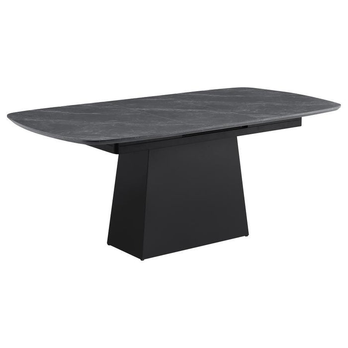 Potero - Faux Marble Extension Leaf Dining Table - Black - Simple Home Plus