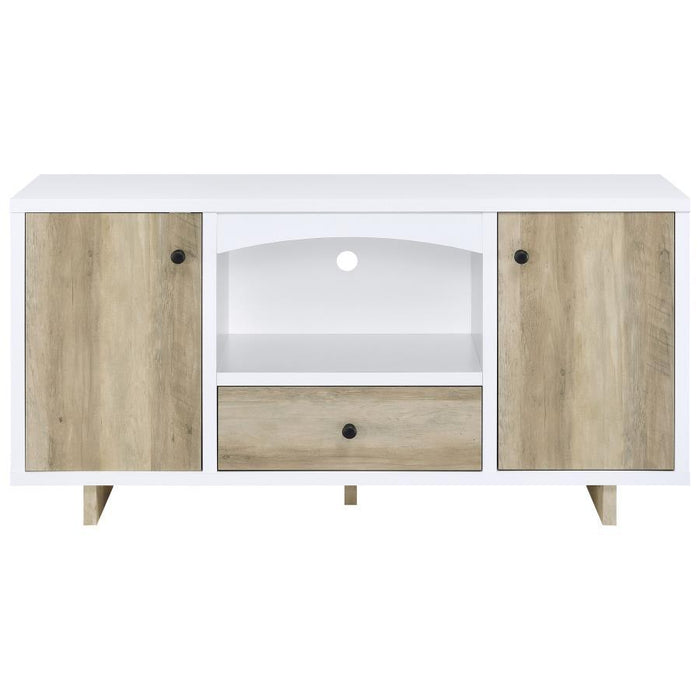 Dalton - 2 Door Storage Credenza - White And Distressed Pine - Simple Home Plus