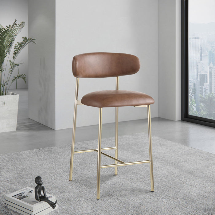 Lupita - Counter Stool With Brushed Gold Frame (Set of 2) - Simple Home Plus