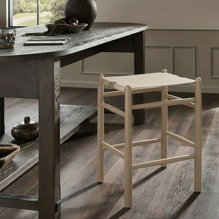 Santos - Backless Counter Stool With Stained Natural Base - Simple Home Plus