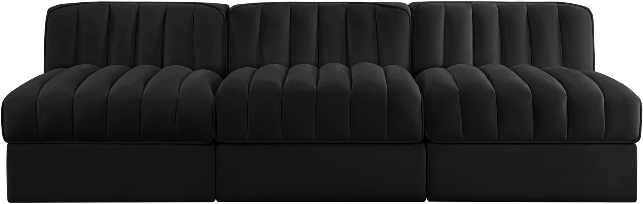 Rummi - Velvet Performance Fabric Upholstered 3 Piece Modular Armless Sofa - Simple Home Plus