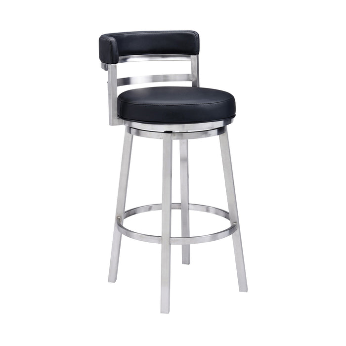 Titana - Swivel Faux Leather And Brushed Stainless Steel Bar Stool