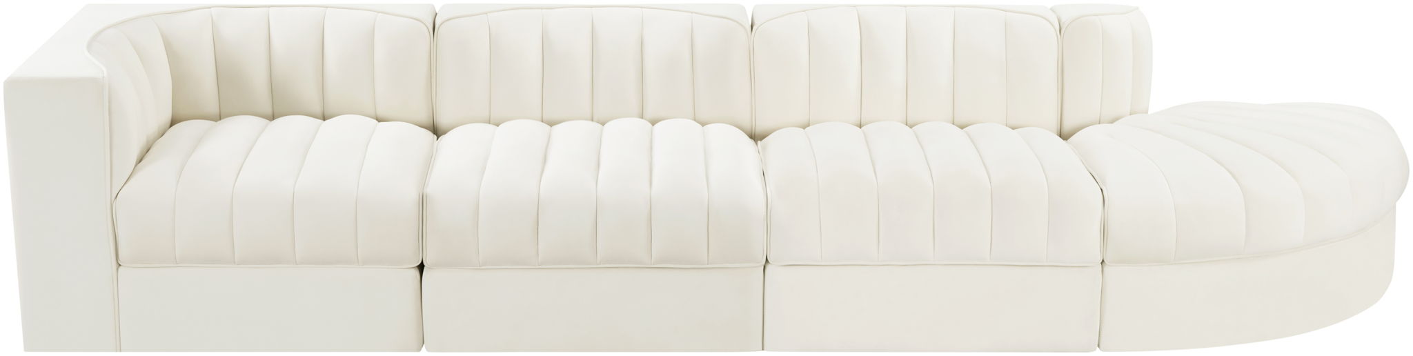 Rummi - Velvet Performance Fabric Upholstered 4 Piece Modular Sectional With Reverse Corner Chair - Simple Home Plus